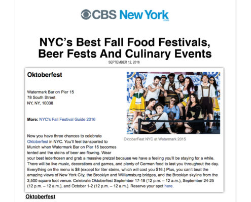 CBS New York - NYC’s Best Fall Food Festivals, Beer Fests and Culinary Events