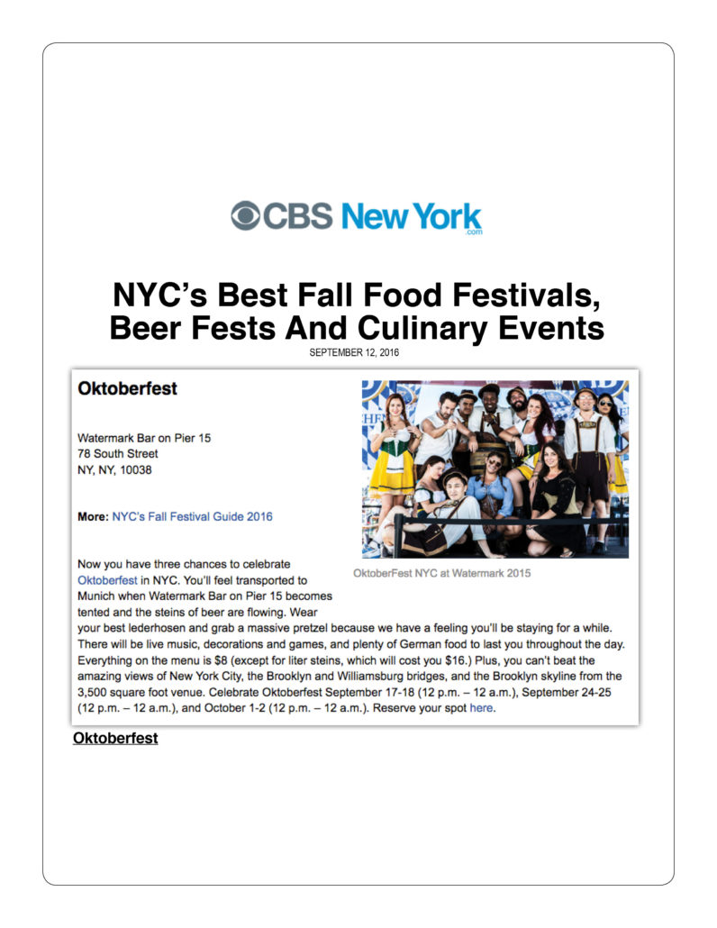 CBS New York - NYC’s Best Fall Food Festivals, Beer Fests and Culinary Events