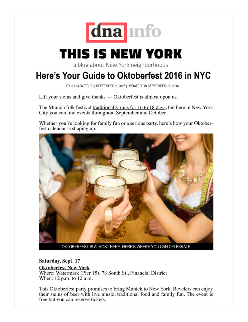 DNA Info - Here's Your Guide to Oktoberfest 2016 in NYC