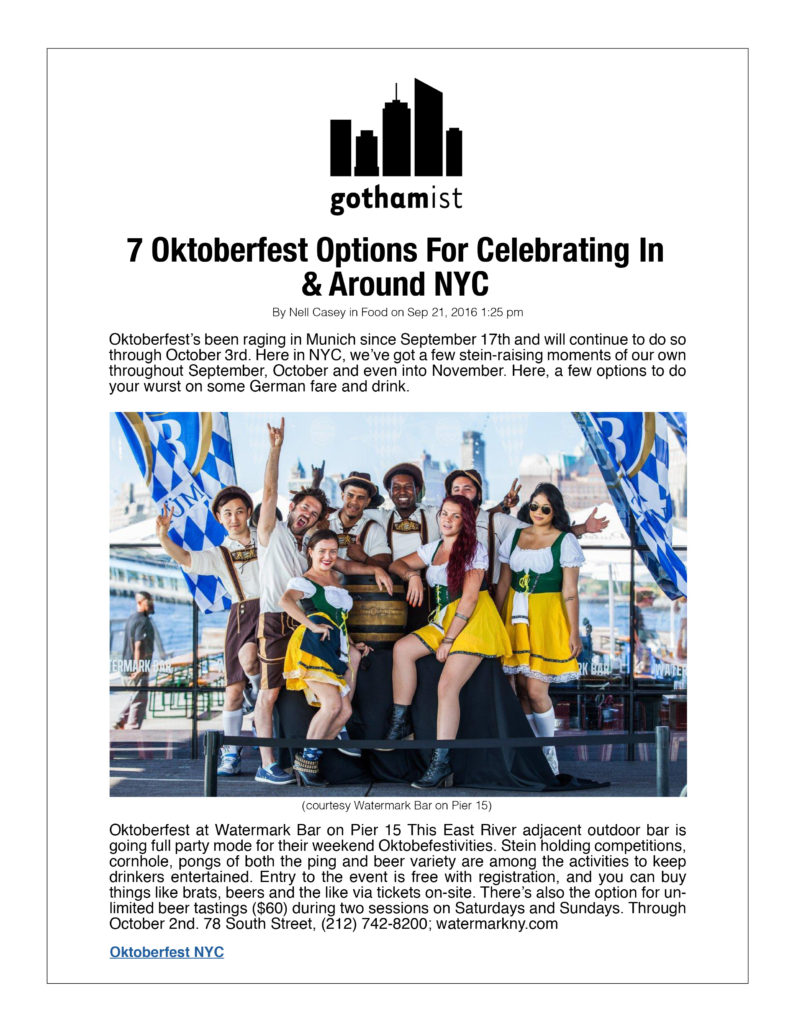 Gothamist - 7 Oktoberfest Options for celebrating In and Around NYC