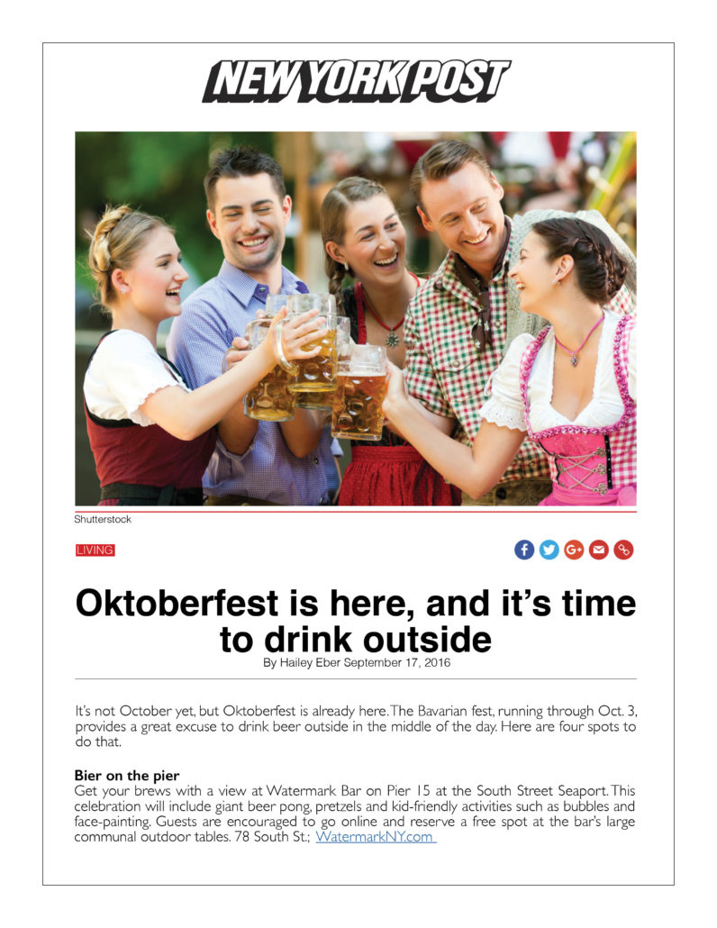 New York Post - Oktoberfest is here, and it's time to drink outside