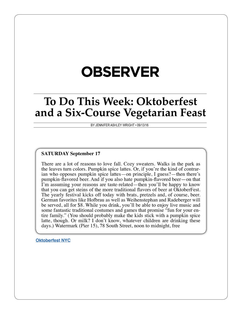 Observer - To Do This Week - Oktoberfest
