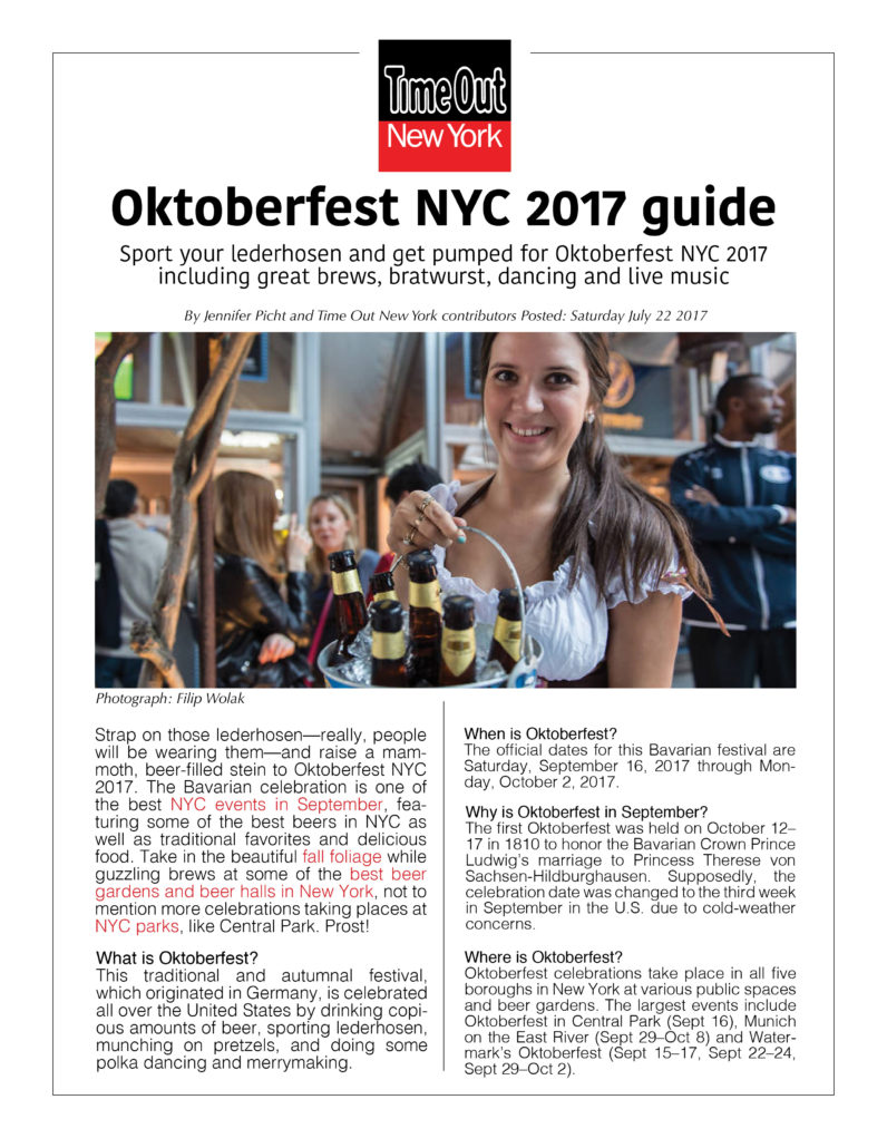 TIme Out New York - Oktoberfest NYC 2017 Guide