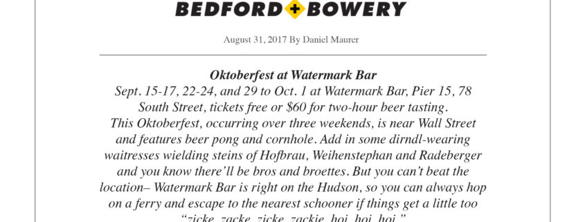 Bedford Bowery - Oktoberfest at Watermark Bar