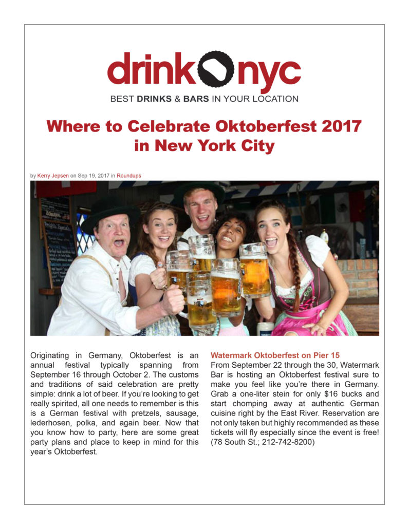 Drink NYC - Where to Celebrate Oktoberfest 2017 in New York City