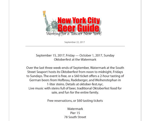 New York City Beer Guide - Oktoberfest at Watermark