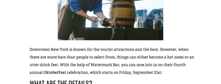 Liquor.com's - The Details Of Watermark Bar’s 4th Annual Oktoberfest