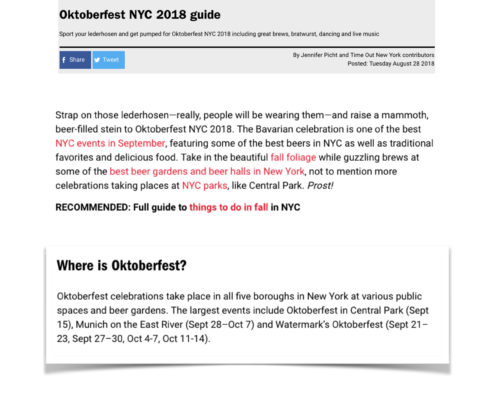 TimeOut - Oktoberfest NYC 2018 Guide