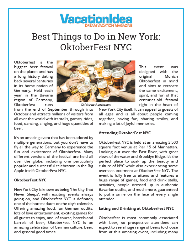 VacationIdea - Best Things to Do in New York: OktoberFest NYC