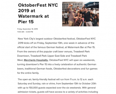 Off the MRKT - OktoberFest NYC 2019 at Watermark at Pier 15