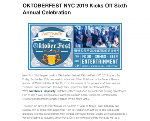 Times Square Chronicles - OKTOBERFEST NYC 2019 Kicks Off Sixth Annual Celebration