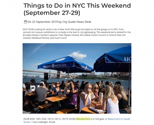 City Guide NY - Things to Do in NYC this Weekend (September 27-29)