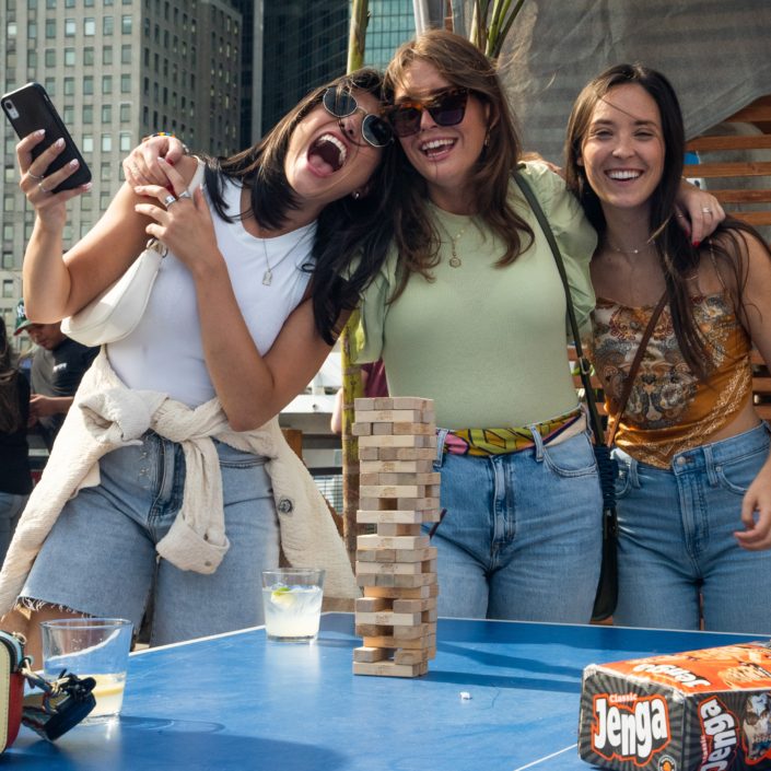 Girls having fun at OktoberFest NYC 2021 at Watermark