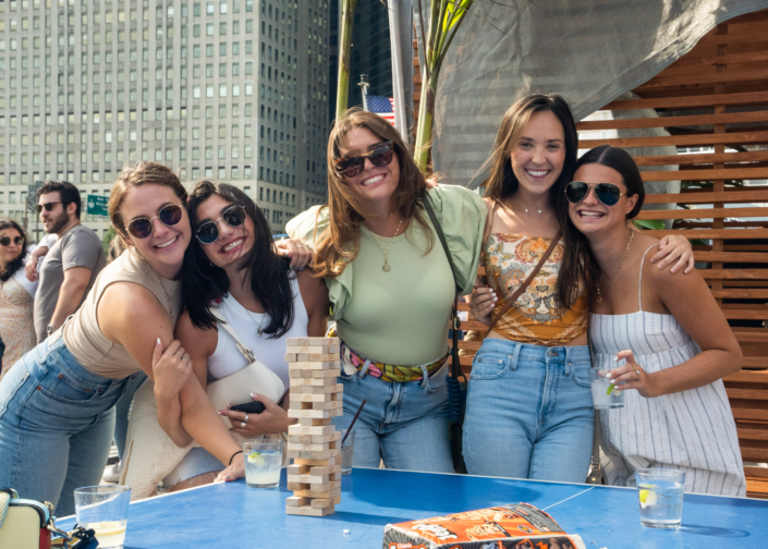 Girls having fun at OktoberFest NYC 2021 at Watermark