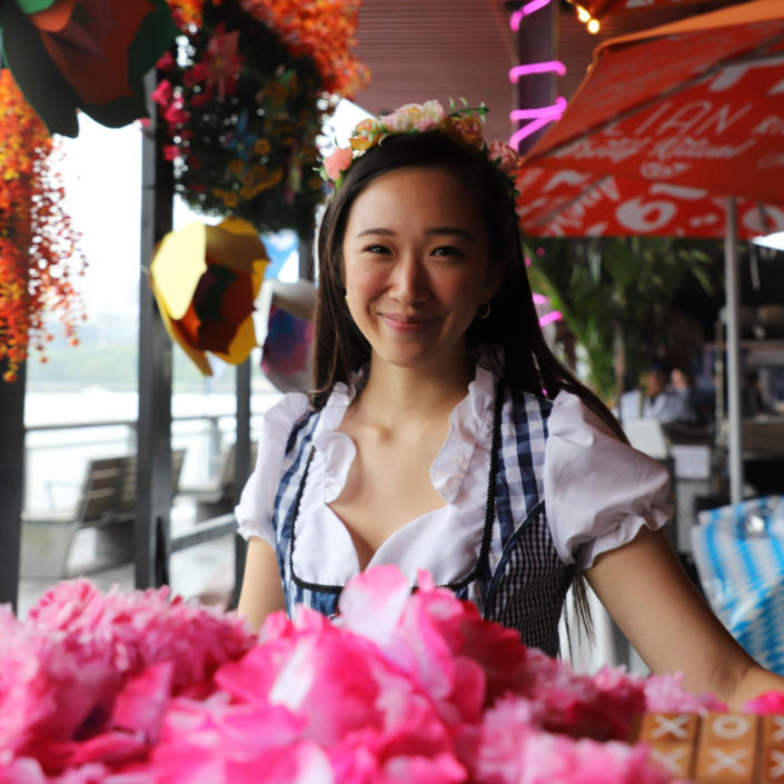 Girl Smiling at OktoberFest NYC 2022 at Watermark