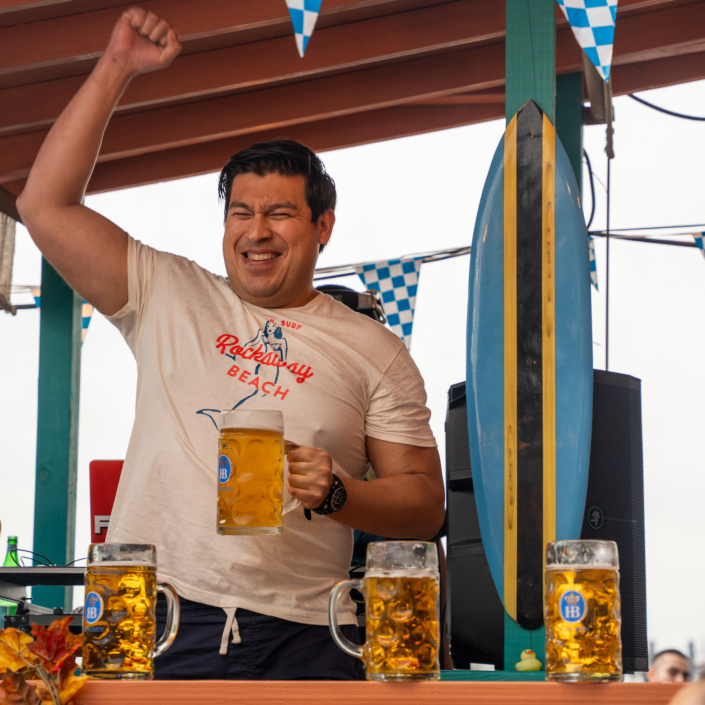 Beer Toast at OktoberFest NYC 2023 at Watermark