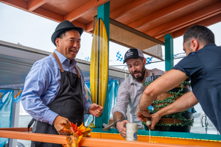 Ceremonial Keg at OktoberFest NYC 2023 at Watermark