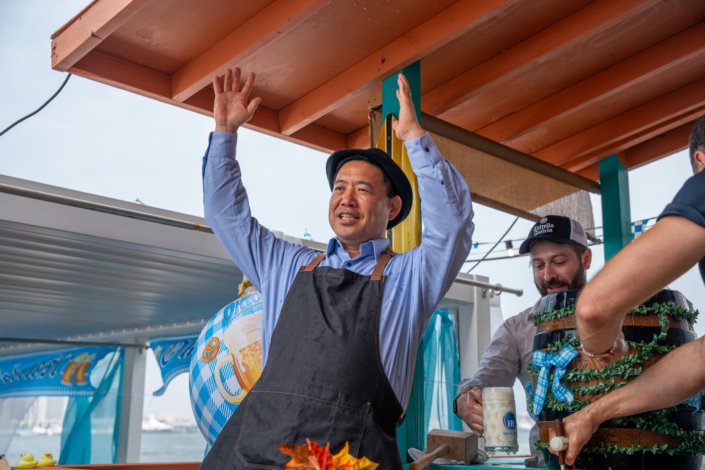 Ceremonial Keg at OktoberFest NYC 2023 at Watermark