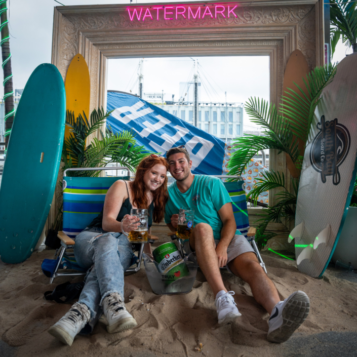 Couple at OktoberFest NYC 2023 at Watermark