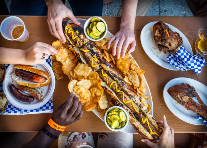 OktoberFest NYC Food - Bratwurst Sandwich Platter